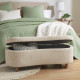 Taupe Boucle Curved Front Storage Bench